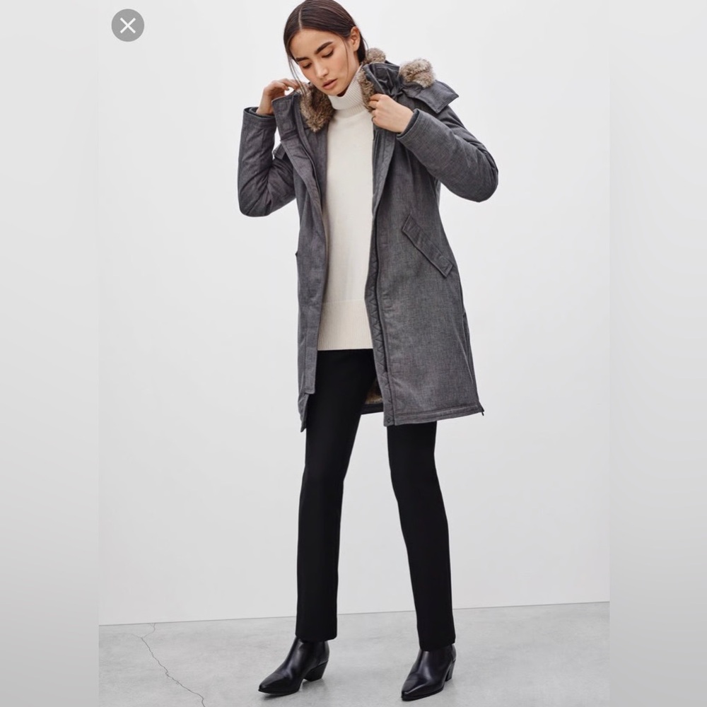 Aritzia Babaton Oskar Parka Hooded Faux Fur Jacket Grey - Women's Size small